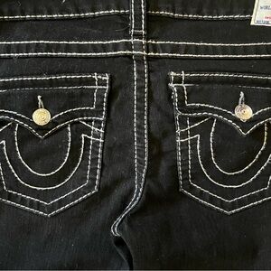 True Religion Women’s Black Jeans with White Stitching